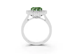 Fancy Green Heart Cut Diamond Cluster Halo Ring Set in Platinum with Milgrain Bezel Accents and Plain Band