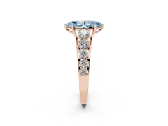 Fancy Blue Marquise Cut Diamond Solitaire Ring Set in Rose gold with Pavé-Set Band and Prong Setting