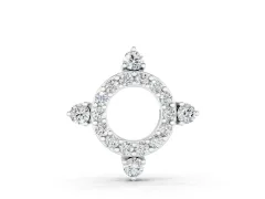 Round Diamond Open Halo Pendant Set in Silver with Four-Prong Setting