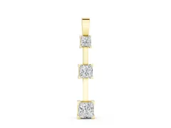 Three-Stone Princess Cut Pendant Set in Yellow gold with Stacked Prong Setting