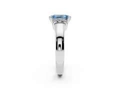 Fancy Blue Emerald Cut Diamond Pavé Band Solitaire Ring Set in Silver with Prong Setting