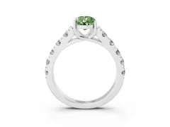 Fancy Green Pear Cut Diamond Solitaire Ring Set in Platinum with Cut-Down Micro Pavé Band and Prong Setting