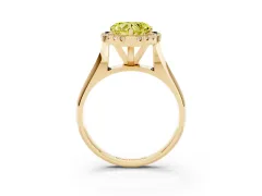 Fancy Yellow Heart Cut Diamond Halo Solitaire Engagement Ring Set in Yellow gold with Square Band and Prong Setting