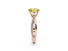 Fancy Yellow Oval Cut Diamond Twisted Pavé Band Ring Set in Rose gold with Prong Setting