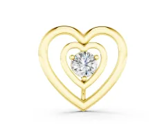 Heart Pendant Set in Yellow gold with Prong-Set Round Diamond