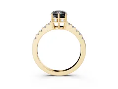 Fancy Black Radiant Cut Diamond Solitaire Engagement Ring Set in Yellow gold with Pavé Band and Prong Setting