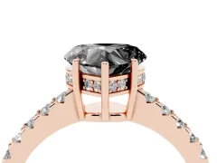 Fancy Black Heart Cut Diamond Solitaire Engagement Ring Set in Rose gold with Pavé Band and Prong Setting