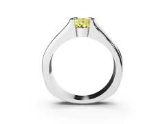 Fancy Yellow Pear Cut Diamond Bezel Solitaire Ring Set in Silver with Wide Band