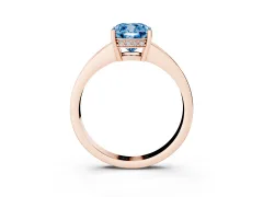 Fancy Blue Cushion Cut Diamond Pavé Band Prong Set Solitaire Ring Set in Rose gold
