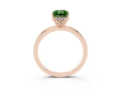 Fancy Green Radiant Cut Diamond Solitaire Ring Set in Rose gold with Plain Band and Prong Setting