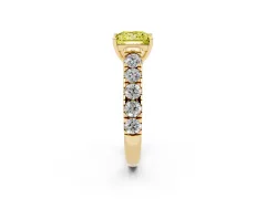 Fancy Yellow Princess Cut Diamond Solitaire Ring Set in Yellow gold with Cut-Down Micro Pavé Band and Prong Setting