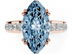 Fancy Blue Marquise Cut Diamond Channel Set Solitaire Engagement Ring Set in Rose gold with Prong Setting