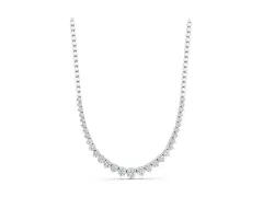 Round Diamond Graduated Tennis Necklace Set in Silver with Prong Setting