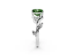 Fancy Green Radiant Cut Diamond Solitaire Ring Set in Platinum with Twisted Marquise Accent Band