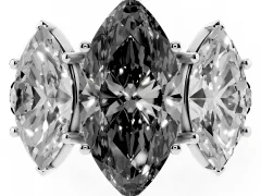 Fancy Black Marquise Cut Diamond Three-Stone Ring Set in White gold with Pavé Band
