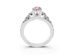 Fancy Pink Pear Cut Diamond Pavé Engagement Ring Set in Silver with Prong Setting