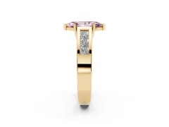 Fancy Pink Marquise Cut Diamond Solitaire Ring Set in Yellow gold with Channel-Set Accent Stones and Prong Setting