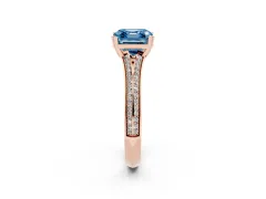 Fancy Blue Asscher Cut Diamond Split Shank Pavé Engagement Ring Set in Rose gold with Prong-Set Center Stone