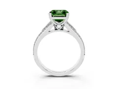 Fancy Green Asscher Cut Diamond Split Shank Pavé Engagement Ring Set in White gold with Prong-Set Center Stone