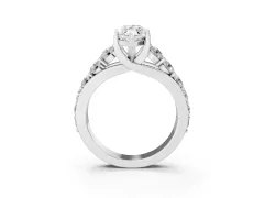 Marquise Cut Diamond Pavé Engagement Ring Set in Silver with Prong Setting