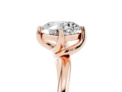 Cushion Cut Diamond Solitaire Engagement Ring Set in Rose gold with Classic Plain Band