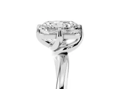 Radiant Cut Diamond Solitaire Engagement Ring Set in Silver with Classic Plain Band