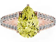 Fancy Yellow Pear Cut Diamond Split Shank Pavé Engagement Ring Set in Rose gold with Prong-Held Center Stone