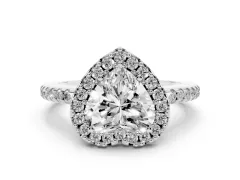 Heart Cut Diamond Pavé Halo Ring Set in Platinum with Prong Setting