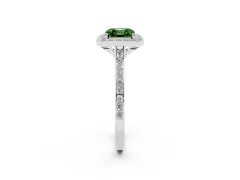 Fancy Green Asscher Cut Diamond Halo Engagement Ring Set in Silver with Round Pavé Shoulders and Heart Gallery