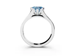 Fancy Blue Heart Cut Diamond Bezel-Set Solitaire Ring Set in White gold with Channel-Set Band