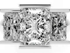 Radiant Cut Diamond Three-Stone Channel Set Ring Set in Silver with Smooth Polished Band