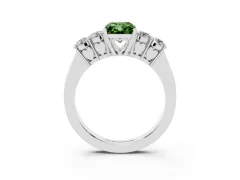 Fancy Green Radiant Cut Diamond Five-Stone Prong Set Band Ring Set in White gold with Polished Band
