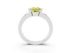 Fancy Yellow Oval Cut Diamond Channel-Set Band Ring Set in Platinum with Bezel Prong Setting