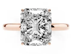 Radiant Cut Diamond Solitaire Ring Set in Rose gold with Plain Band and Prong Setting