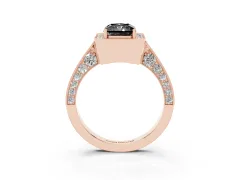 Fancy Black Radiant Cut Diamond Halo Engagement Ring Set in Rose gold with Accent Split Shank Band