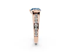 Fancy Blue Heart Cut Diamond Bezel-Set Solitaire Ring Set in Rose gold with Channel-Set Band
