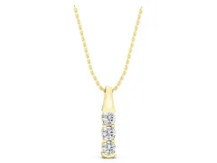 Four-Stone Round Diamond Channel-Set Pendant Set in Yellow gold with Straight Row