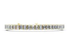 Emerald Cut Diamond Tennis Bracelet Set in Yellow gold with Four-Prong Setting