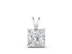 Princess Diamond Solitaire Pendant Set in Silver with Four-Prong Setting