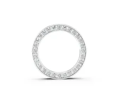 Round Diamond Channel Set Circle Pendant Set in Silver with Continuous Stone Ring