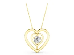 Heart Pendant Set in Yellow gold with Prong-Set Round Diamond