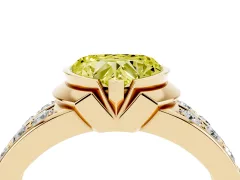 Fancy Yellow Heart Cut Diamond Wide Channel Set Band Ring Set in Yellow gold with Bezel Setting