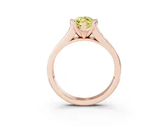 Fancy Yellow Marquise Cut Diamond Bezel-Set Solitaire Ring Set in Rose gold with Channel-Set Band