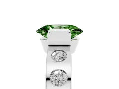 Fancy Green Oval Cut Diamond Channel-Set Band Ring Set in Silver with Bezel Prong Setting