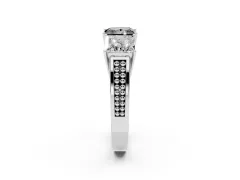Fancy Black Princess Cut Diamond Three-Stone Ring Set in White gold with Textured Band