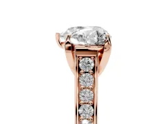 Heart Cut Diamond Solitaire Pavé Engagement Ring Set in Rose gold with Prong Setting