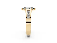 Fancy Black Marquise Cut Diamond Solitaire Ring Set in Yellow gold with Channel-Set Accent Stones and Prong Setting
