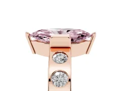 Fancy Pink Marquise Cut Diamond Channel-Set Band Ring Set in Rose gold with Bezel Prong Setting