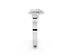 Pear Cut Diamond Halo Ring Set in Platinum with Pavé-Lined Split Shank Band