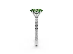 Fancy Green Oval Cut Diamond Pavé Solitaire Engagement Ring Set in Platinum with Prong Setting